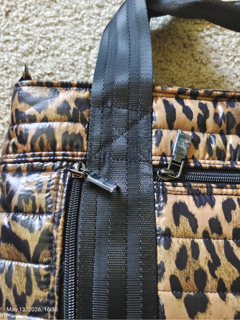 NWOT THINK ROYLN Jr. Jetset Wingman Tote Bag Leopard back luggage sleeve - Picture 12 of 12